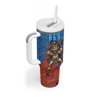 Bes Tumbler With Handle Ancient Egyptian Hieroglyphs and Sacred Symbols Ancient Myth - Wonder Print Shop