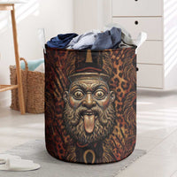 Bes Ancient Egyptian Laundry Basket with Leopard Print Ankh and Eye of Horus Egyptian Deity Tribute - Wonder Print Shop