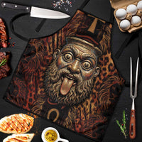 Bes Ancient Egyptian Apron with Leopard Print Ankh and Eye of Horus Egyptian Deity Tribute - Wonder Print Shop