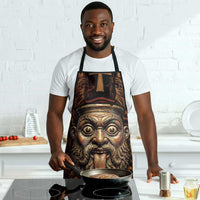 Bes Ancient Egyptian Apron with Leopard Print Ankh and Eye of Horus Egyptian Deity Tribute - Wonder Print Shop