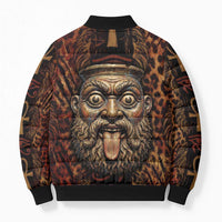 Bes Ancient Egyptian Bomber Puffer Jacket with Leopard Print Ankh and Eye of Horus Egyptian Deity Tribute - Wonder Print Shop