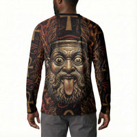 Bes Ancient Egyptian Button Sweatshirt with Leopard Print Ankh and Eye of Horus Egyptian Deity Tribute
