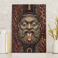 Bes Ancient Egyptian Canvas Wall Art with Leopard Print Ankh and Eye of Horus Egyptian Deity Tribute - Wonder Print Shop