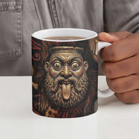 Bes Ancient Egyptian Ceramic Mug with Leopard Print Ankh and Eye of Horus Egyptian Deity Tribute - Wonder Print Shop