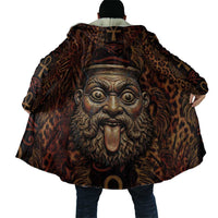 Bes Ancient Egyptian Cloak with Leopard Print Ankh and Eye of Horus Egyptian Deity Tribute - Wonder Print Shop