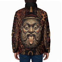Bes Ancient Egyptian Padded Jacket with Leopard Print Ankh and Eye of Horus Egyptian Deity Tribute - Wonder Print Shop