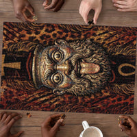 Bes Ancient Egyptian Puzzle with Leopard Print Ankh and Eye of Horus Egyptian Deity Tribute - Wonder Print Shop