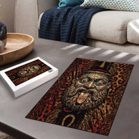 Bes Ancient Egyptian Puzzle with Leopard Print Ankh and Eye of Horus Egyptian Deity Tribute - Wonder Print Shop