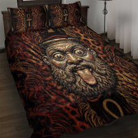 Bes Ancient Egyptian Quilt Bed Set with Leopard Print Ankh and Eye of Horus Egyptian Deity Tribute - Wonder Print Shop