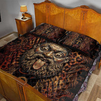 Bes Ancient Egyptian Quilt Bed Set with Leopard Print Ankh and Eye of Horus Egyptian Deity Tribute - Wonder Print Shop