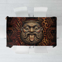 Bes Ancient Egyptian Tablecloth with Leopard Print Ankh and Eye of Horus Egyptian Deity Tribute - Wonder Print Shop