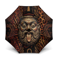 Bes Ancient Egyptian Umbrella with Leopard Print Ankh and Eye of Horus Egyptian Deity Tribute - Wonder Print Shop