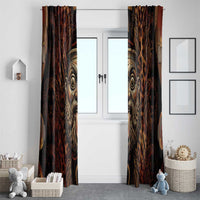 Bes Ancient Egyptian Window Curtain with Leopard Print Ankh and Eye of Horus Egyptian Deity Tribute - Wonder Print Shop