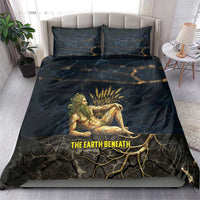 Geb Bedding Set Ancient Egyptian Cracked Earth and Wheat Illustration Egyptian Earth God - Wonder Print Shop