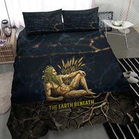 Geb Bedding Set Ancient Egyptian Cracked Earth and Wheat Illustration Egyptian Earth God - Wonder Print Shop