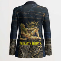 Geb Blazer Ancient Egyptian Cracked Earth and Wheat Illustration Egyptian Earth God - Wonder Print Shop