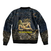 Geb Bomber Jacket Ancient Egyptian Cracked Earth and Wheat Illustration Egyptian Earth God - Wonder Print Shop
