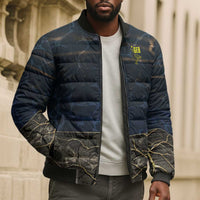 Geb Bomber Puffer Jacket Ancient Egyptian Cracked Earth and Wheat Illustration Egyptian Earth God - Wonder Print Shop