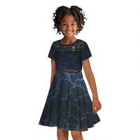 Geb Kid Short Sleeve Dress Ancient Egyptian Cracked Earth and Wheat Illustration Egyptian Earth God - Wonder Print Shop
