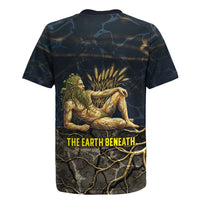 Geb Rugby Jersey Ancient Egyptian Cracked Earth and Wheat Illustration Egyptian Earth God - Wonder Print Shop