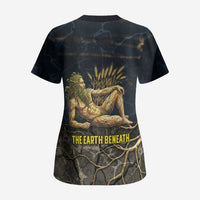 Geb Scrub Top Ancient Egyptian Cracked Earth and Wheat Illustration Egyptian Earth God - Wonder Print Shop