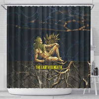 Geb Shower Curtain Ancient Egyptian Cracked Earth and Wheat Illustration Egyptian Earth God - Wonder Print Shop
