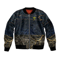 Geb Sleeve Zip Bomber Jacket Ancient Egyptian Cracked Earth and Wheat Illustration Egyptian Earth God - Wonder Print Shop