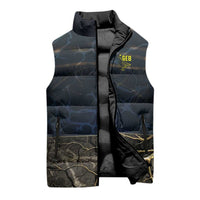 Geb Sleeveless Puffer Jacket Ancient Egyptian Cracked Earth and Wheat Illustration Egyptian Earth God - Wonder Print Shop