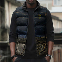 Geb Sleeveless Puffer Jacket Ancient Egyptian Cracked Earth and Wheat Illustration Egyptian Earth God - Wonder Print Shop