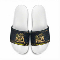 Geb Slide Sandals Ancient Egyptian Cracked Earth and Wheat Illustration Egyptian Earth God - Wonder Print Shop