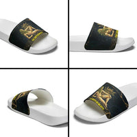 Geb Slide Sandals Ancient Egyptian Cracked Earth and Wheat Illustration Egyptian Earth God - Wonder Print Shop