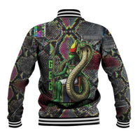 Geb Ancient Egyptian Baseball Jacket with Serpent Throne and Snake Skin Texture Egyptian Earth God Tribute - Wonder Print Shop