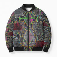 Geb Ancient Egyptian Bomber Puffer Jacket with Serpent Throne and Snake Skin Texture Egyptian Earth God Tribute - Wonder Print Shop