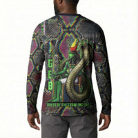 Geb Ancient Egyptian Button Sweatshirt with Serpent Throne and Snake Skin Texture Egyptian Earth God Tribute