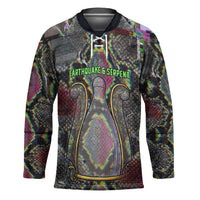 Geb Ancient Egyptian Hockey Jersey with Serpent Throne and Snake Skin Texture Egyptian Earth God Tribute - Wonder Print Shop