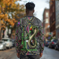 Geb Ancient Egyptian Long Sleeve Shirt with Serpent Throne and Snake Skin Texture Egyptian Earth God Tribute - Wonder Print Shop