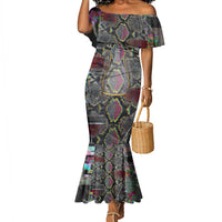 Geb Ancient Egyptian Mermaid Dress with Serpent Throne and Snake Skin Texture Egyptian Earth God Tribute - Wonder Print Shop