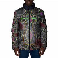 Geb Ancient Egyptian Padded Jacket with Serpent Throne and Snake Skin Texture Egyptian Earth God Tribute - Wonder Print Shop