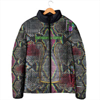 Geb Ancient Egyptian Padded Jacket with Serpent Throne and Snake Skin Texture Egyptian Earth God Tribute - Wonder Print Shop