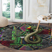 Geb Ancient Egyptian Round Carpet with Serpent Throne and Snake Skin Texture Egyptian Earth God Tribute - Wonder Print Shop
