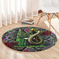 Geb Ancient Egyptian Round Carpet with Serpent Throne and Snake Skin Texture Egyptian Earth God Tribute - Wonder Print Shop