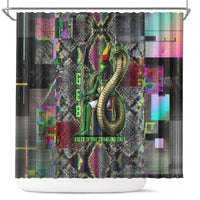 Geb Ancient Egyptian Shower Curtain with Serpent Throne and Snake Skin Texture Egyptian Earth God Tribute - Wonder Print Shop