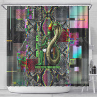 Geb Ancient Egyptian Shower Curtain with Serpent Throne and Snake Skin Texture Egyptian Earth God Tribute - Wonder Print Shop