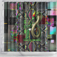 Geb Ancient Egyptian Shower Curtain with Serpent Throne and Snake Skin Texture Egyptian Earth God Tribute - Wonder Print Shop