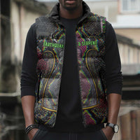 Geb Ancient Egyptian Sleeveless Puffer Jacket with Serpent Throne and Snake Skin Texture Egyptian Earth God Tribute - Wonder Print Shop
