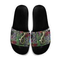 Geb Ancient Egyptian Slide Sandals with Serpent Throne and Snake Skin Texture Egyptian Earth God Tribute - Wonder Print Shop