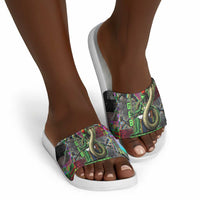 Geb Ancient Egyptian Slide Sandals with Serpent Throne and Snake Skin Texture Egyptian Earth God Tribute - Wonder Print Shop
