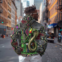 Geb Ancient Egyptian Zip Hoodie with Serpent Throne and Snake Skin Texture Egyptian Earth God Tribute - Wonder Print Shop