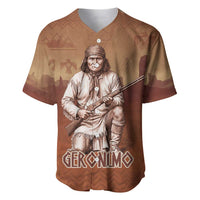 Geronimo Native American Baseball Jersey Rifle and Desert Landscape Native American Warrior - Wonder Print Shop