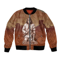 Geronimo Native American Bomber Jacket Rifle and Desert Landscape Native American Warrior - Wonder Print Shop
